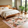 thumbnail image 6 of Beltran 3x5 Washable Tiger Area Rug – Vintage Safari Non Slip Carpet, Boho Pink Print Rug for Living Room Bedroom Entryway, Easy Clean, 6 of 7