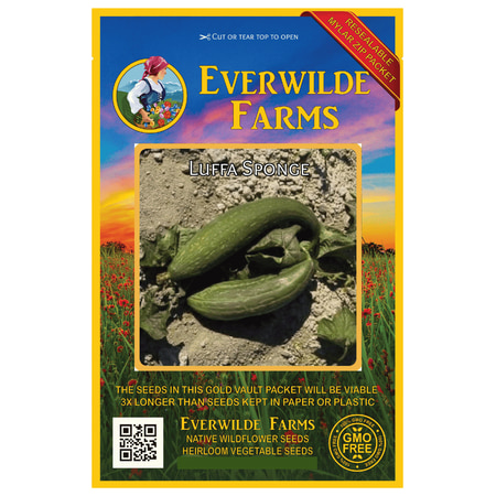 Heritage Farms Metal Seed - Everwilde Farms - 25 Luffa Sponge Gourd Seeds - Gold Vault Jumbo Bulk Seed Packet