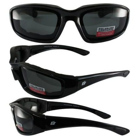 - Birdz Eyewear Oriole Padded Motorcycle Glasses (Black Frame/Polarized Smoke Lens)
