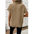 thumbnail image 3 of Women's Pale Khaki Turtleneck Textured Short Sleeve Sweater - [ZhiHiMeRi] | (US 12-14)L, 3 of 8