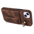 thumbnail image 4 of Feishell Ring Holder Bracket Wallet Case for iPhone 13, Luxury PU Leather Card Slots Flip Cover with Magnetic Buttons, TPU Bumper Shockproof Full Protection Case for iPhone 13,Brown, 4 of 11