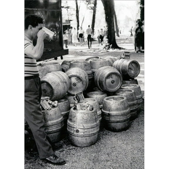 Avanti Press Guy with Piles of Empty Kegs America Collection Funny / Humorous Masculine Birthday Card for Him : Man : Men