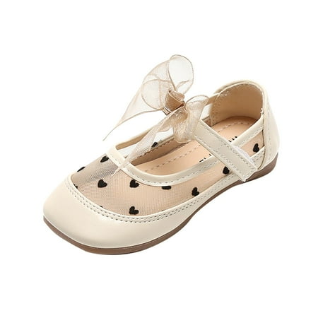 

TAIAOJING Girls Dress Shoes Boots Cute Flat Lace Bow Hook Loop Breathable Leisure Non-Slip Shoe