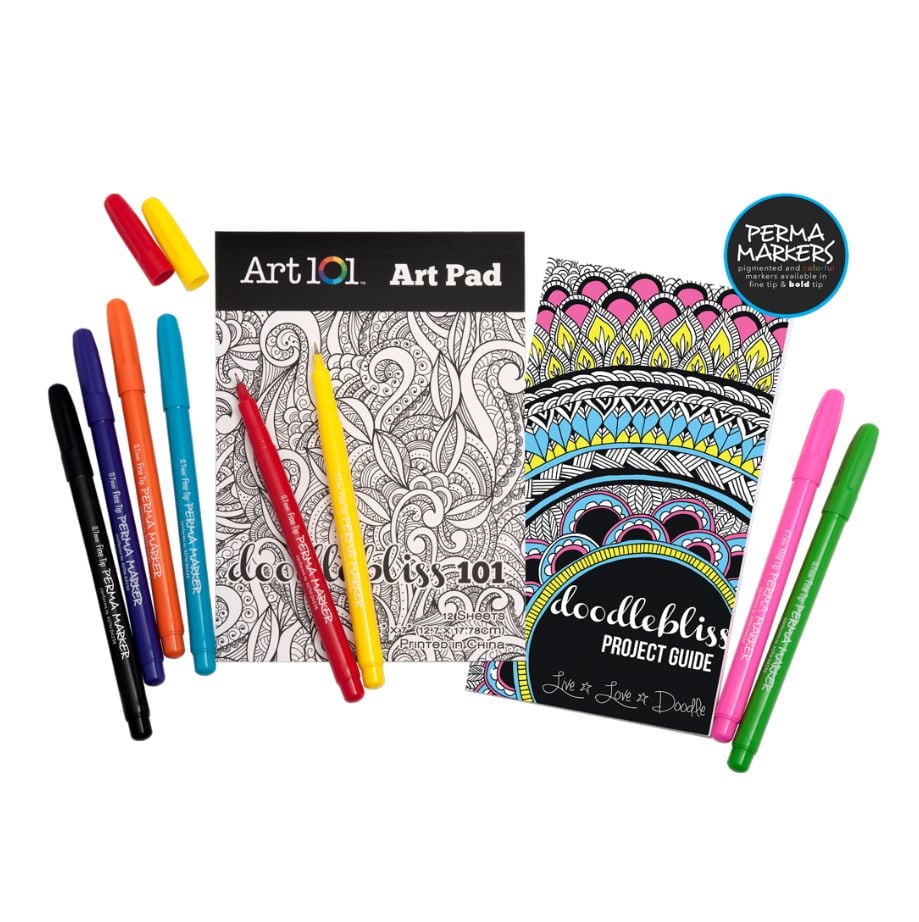 Ens. de dessin et esquisse d'art Doodle Bliss 101 d'Art 101