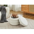 thumbnail image 6 of Flouki 20.1'' Storage Ottoman Round, Velvet Pouf Ottoman Foot Rest with Removable Lid, Modern White Vanity Stool Seating for Girls Women, Foot Stool for Living Room, 6 of 7