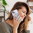 thumbnail image 5 of ELEHOLD Plating Rugged Case For iPhone 15 Slim Marble Pattern Heavy Duty Shockproof Stand Cover, with Shiny Rotating Ring Stand, Blue, 5 of 6