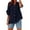 Dark Blue, variant on Fanxing Boho Linen Shirts for Women Gauze Short Sleeve A-Line Work Tops Summer Business Casual Shirts Moisture Wicking Casual Roll Up 3/4 Sleeve Length Womens Tops S-2XL