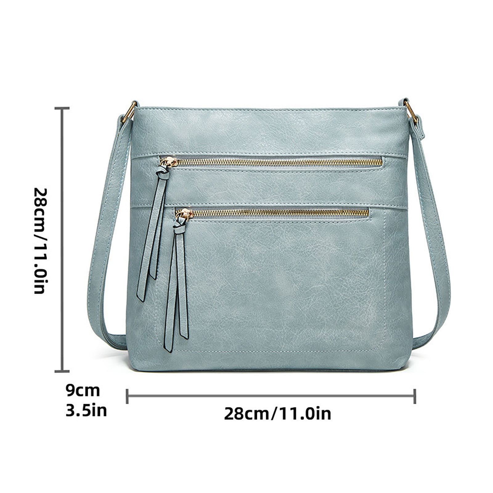 Mepaouo Vegan Leather Crossbody Bags for Women Shoulder Handbag Purse with Zipper Pockets(Black)
