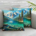 thumbnail image 3 of Orinice  Blue Throw Pillow Cushion Cover, Tranquil View of Lake Tahoe Sierra Pines on Rocks with Turquoise Waters Shoreline, Decorative Square Accent Pillow Case,  White, 3 of 5