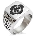 thumbnail image 1 of Stainless Steel Ikeda Samurai Crest Geometric Pattern Biker Style Polished Ring, 1 of 1