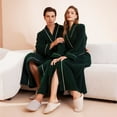 thumbnail image 2 of TIWEKE Men Robe Winter New Half Flannel Men's Thickened Robe Long Furry Home Wear Bathrobe Man (Green,M), 2 of 6