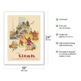 thumbnail image 2 of Utah - The 4 Season Vacationland - Salt Lake Temple The Needle - Vintage Travel Poster by Paul Clowes c.1957 - Fine Art Matte Paper Print (Unframed) 18x24in, 2 of 4