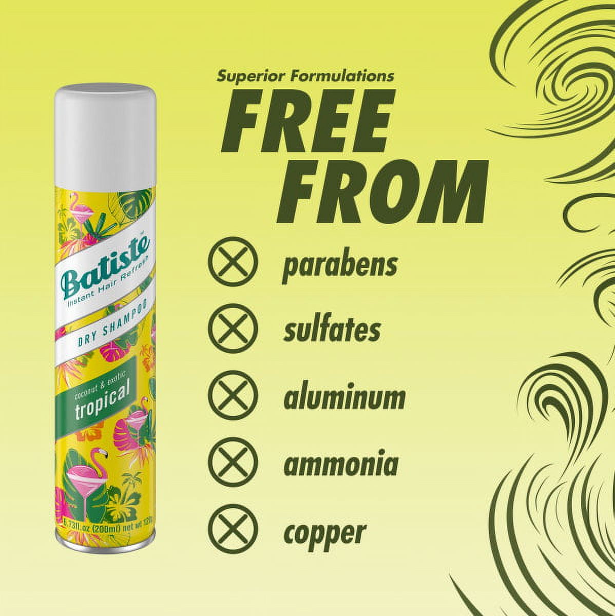 6 Pack Batiste Dry Shampoo Tropical 6.73oz Each