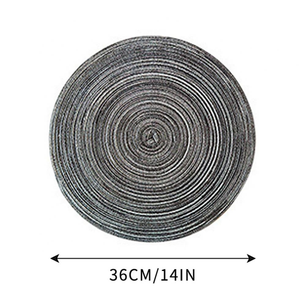 4 Pcs Round Jacquard Weaved Non Slip Placemats Dining Table Place