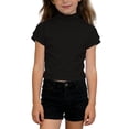 thumbnail image 3 of Kcolen Girl's Cap Sleeve Shirts Soft Turtle Neck T-Shirts Basic Casual Tunic Tops Solid Cute Stretchy Summer Tees, 3 of 5