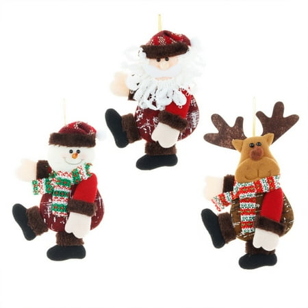 

Christmas Santa Pendant with Short Legs Smooth Cloth Fiber Toy Doll for Home Inside Fireplace Decoration Type C