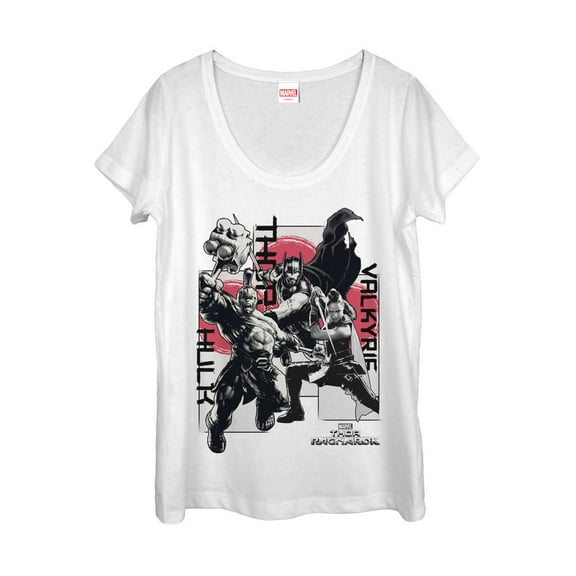 Women's Marvel Thor: Ragnarok Trio  Scoop Neck White Large