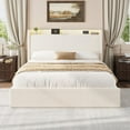 thumbnail image 1 of Platform Bed Frame with Storage Headboard, LED Lights & Charging Station - No Box Spring Required, 1 of 8