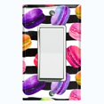 thumbnail image 1 of Metal Light Switch Plate Cover Colorful Macaroon Dessert Black White Stripes CAK013, 1 of 14