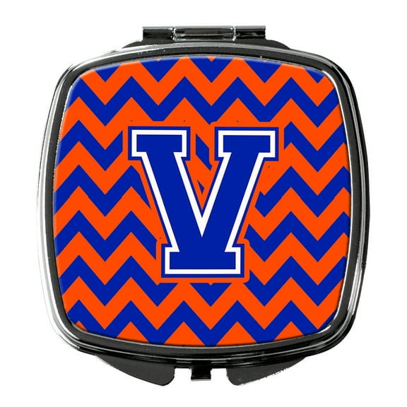 Letter V Chevron Orange and Blue Compact Mirror CJ1044-VSCM
