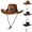 Brown, variant on West Cowboy Hats,Sun-Blocking Wide Brim Breathable Adjustable Drawstring Vintage Western Hat Coffee