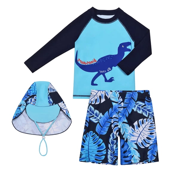 Staki Boys Swimsuit Boys 3 Piece Rash Guard Swimsuits Sets Kids Long Sleeve Sunsuit Swimwear Sets 2-9Y 10-14Y(Mint Green,5-6 Years)