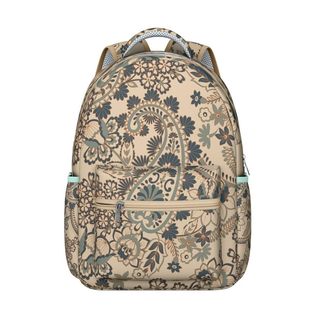 Paisley Boho Design School Backpack for Students Lightweight and Adjustable Strap Vintage Floral Pattern Backpack for School and Outdoor Activities
