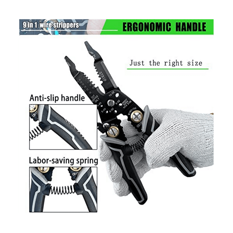 BUIMIT 9in1 Wire Stripper Pliers Tool with Tail Cutter, 8Multifunctional  Wire Stripping Crimping Tool for Electrician & Lineman