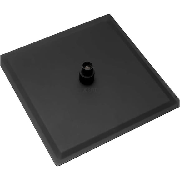 JERFIT 12 Inch Square Rainfall Shower Head, Matte Black Stainless Steel Ceiling Mounted Rain Showerhead with 360° Rotation