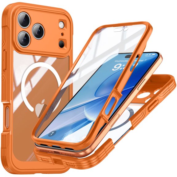 Kryonix MagSafe for iPhone 17 Pro Max Case with Screen Protector, [Compatible with MagSafe]Clear Slim Full-Body Protection Shockproof Rugged Bumper Case
