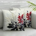 thumbnail image 3 of Shiartex Red Black and Grey Dahlia Floral Pillow Covers Outdoor Modern Geometry White Gray Flower Throw Pillows Cover Summer Farmhouse Decorative Cushion Case for Couch Bed Decor 12x12in, 3 of 5