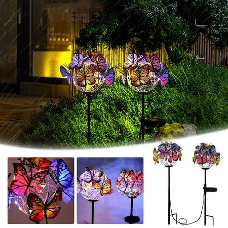 

Naittoop Clearance 2024! Solar Stake Lights Butterflies Decor Lights LED Solar Colored Flower Multifunctional Garden Ground Plug
