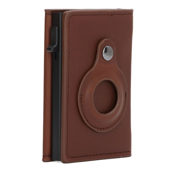 PU Leather Card Holder Anti Theft Swiping Anti Lost Card Case Wallet for IOS Locator Tracking Device Coffee