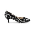 thumbnail image 3 of BLISSFUL STEP Women's Shoes Polka Dot Kitten Heel Pumps Pointed Toe Slip-on Heels Black 6, 3 of 7