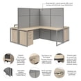 thumbnail image 4 of Scranton & Co Engineered Wood Natural Elm 4-Person L-Cubicle Desk with Drawers, 4 of 8