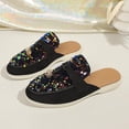 thumbnail image 4 of Miluxas Sequin Mules for Women Flats Comfortable Slip on Backless Loafers Closed Toe Slides Women's Pointed Toe Mules Shoes Gold 7(39), 4 of 9