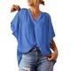 thumbnail image 3 of VISgogo Tops de manga corta para mujer con color sólido, versión suelta, estilo casual, ropa de verano plisada VISgogo moda, 3 of 5