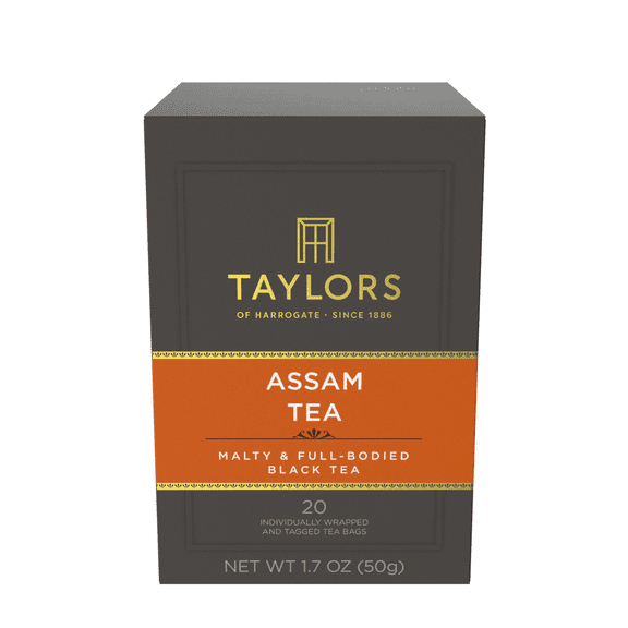 Taylors of Harrogate Assam, Black Tea, Individually Wrapped Bags, 20 Count (Pack of 1), Full-bodied, Satisfying & Malty, Caffeinated, Enjoy Hot or Iced, 20 Teabags