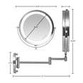 thumbnail image 6 of Ovente 8.5" Lighted Wall Mount Makeup Mirror, 1X & 10X Magnifier, Adjustable Double Sided Round LED, Extend, Retractable & Folding Arm, Compact & Cordless, Battery Powered Nickel Brushed MFW85BR1X10X, 6 of 9