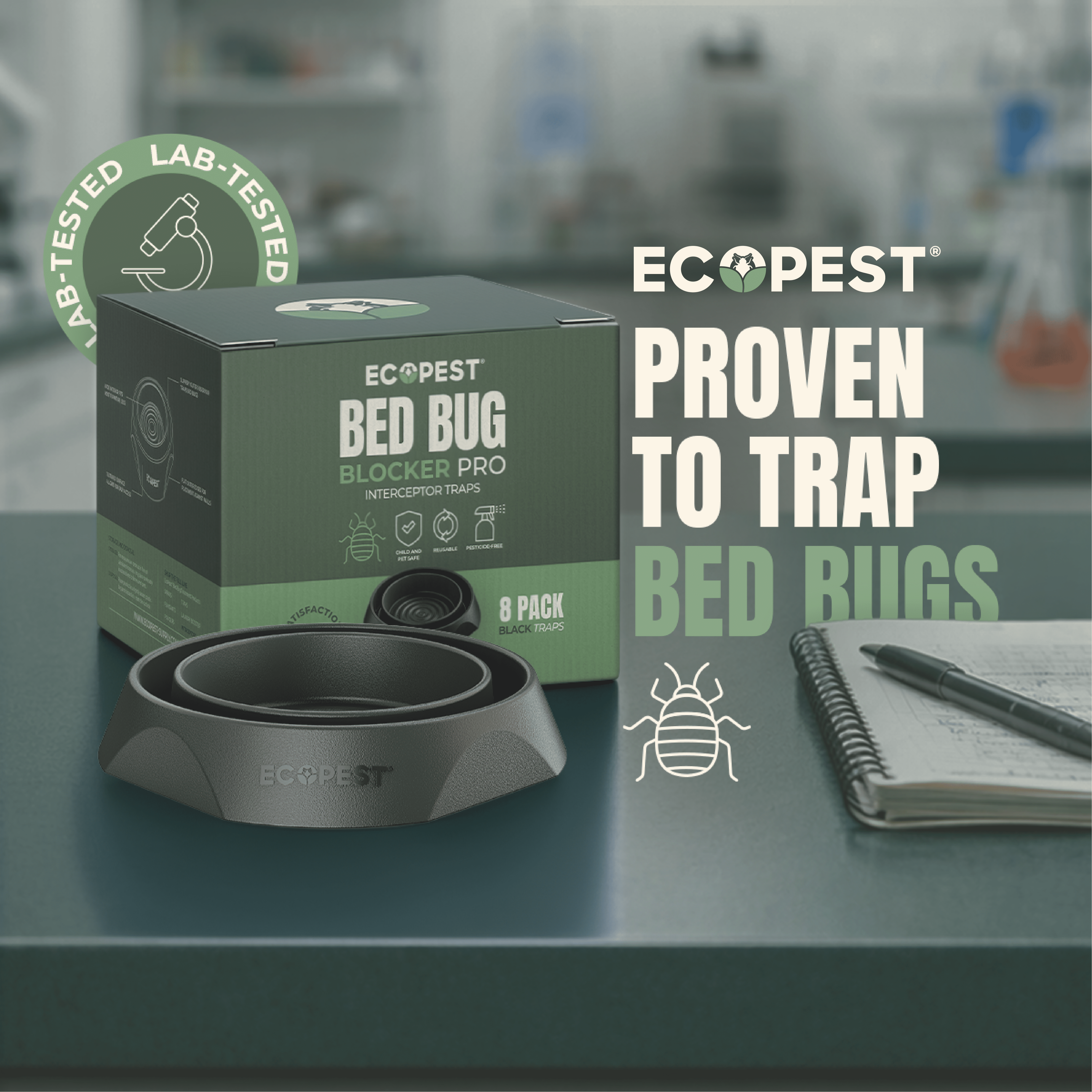 Bed Bug Blocker (XL) Interceptor Traps — 4 Pack | Extra Large Interceptors, Monitors, and Detectors for Bed Bugs