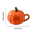 thumbnail image 4 of PEIBang Pumpkin Shaped Ceramic Mug with Lid and Spoon 12.00 oz Halloween Breakfast Cup Cute Coffee Tea Cup Durable Dishwasher Safe Gift Idea, 4 of 9