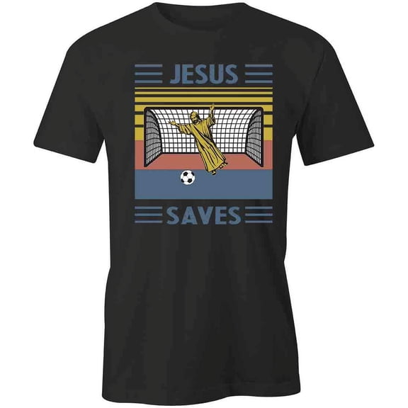 Jesus Saves Soccer T-Shirt | Religious Christian Black Tee Gift
