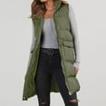 thumbnail image 2 of Baqcunre Women's Clothing, Women's Long Puffer Vest Winter Quilted Hooded Sleeveless Zip Up Long Jacket Vest Gilet Valentines Day Gifts, 1Pc Jacket Army Green L, 2 of 8