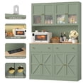 thumbnail image 4 of Homfa 71" Tall Kitchen Pantry Cabinet with LED Lights & Charging Station, MDF Freestanding Storage Cupboard with 8 Doors 2 Drawers, Buffet Cabinet with Storage for Dining Living Room, Green, 4 of 7