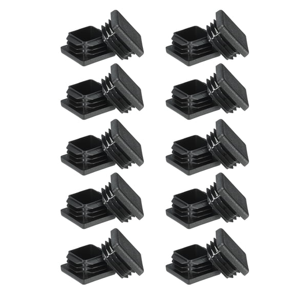 Square Plastic Hole Plugs 1.2inch, Tubing Insert End Cap, Black 20 Pack