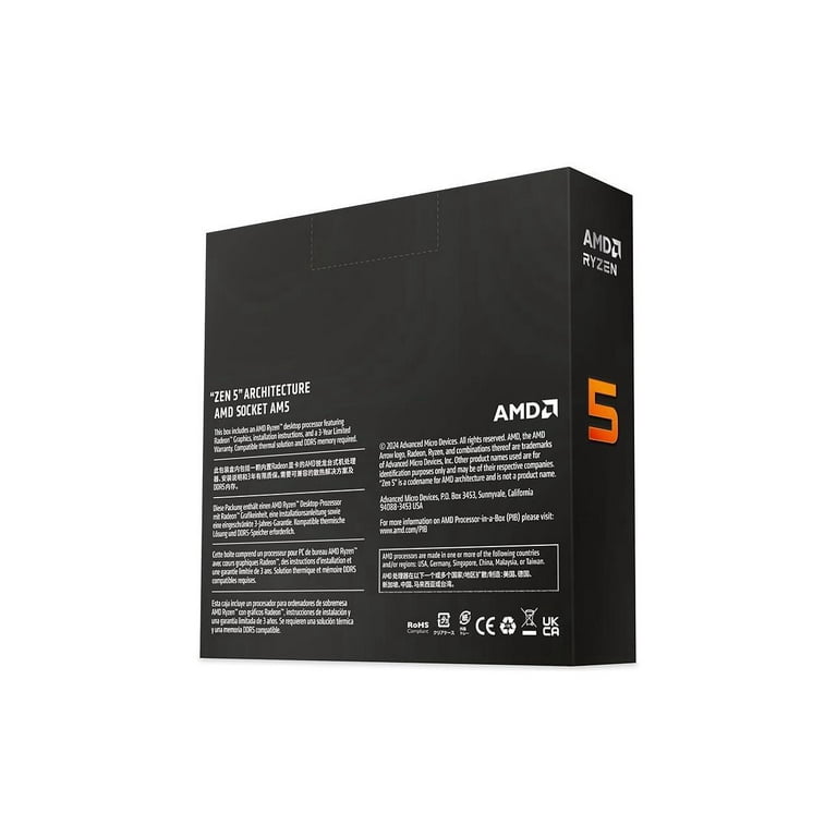 AMD Ryzen 5 9600X - Ryzen 5 9000 Series Granite Ridge (Zen 5) 6-Core 3.9 GHz - Socket AM5 65W - Radeon Graphics Processor - 100-100001405WOF AMD Ryzen 5 9600X - Ryzen 5 9000 Series Granite Ridge (Zen 5) 6-Core 3.9 GHz - Socket AM5 65W - Radeon Graphics Processor - 100-100001405WOF