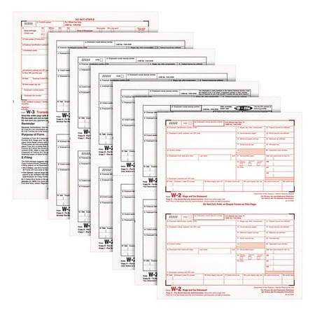 TOPS W-2 Tax Forms, 6-Part, 5 1/2 x 8 1/2, Inkjet/Laser, 50 W-2s & 1 W-3