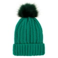 thumbnail image 4 of 1PC Hat Green Acrylic Womens Winter Knitted Beanie Hat With Faux Pom Warm Knit Cap Beanie Hats for Women, 4 of 4