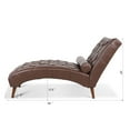 thumbnail image 4 of Faux Leather Chaise Lounge Chair,Modern Button Tufted Chaise Lounge Sofa,Leisure Accent Chair Ergonomic Upholstered Indoor Sleeper Chair with Solid Wood Legs for Living Room Bedroom Office,Dark Brown, 4 of 7