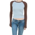 thumbnail image 1 of Seyurigaoka Women Pullover Contrast Color Crew Neck Long Raglan Sleeve Close-Fitting Tops for Spring Fall, 1 of 2